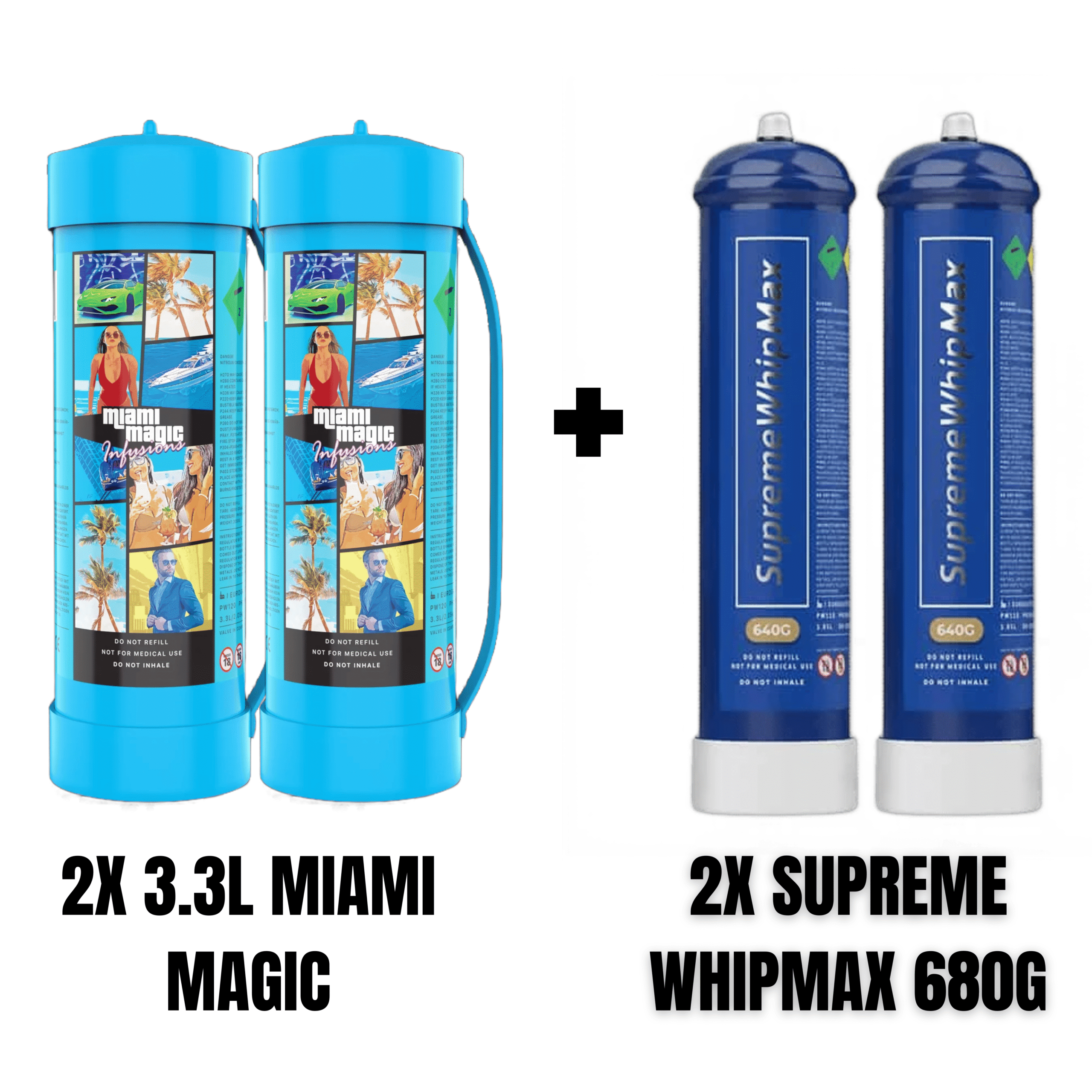 Nang delivery tanks - 2x Miami Magic 3.3L & 2x SupremeWhip Max 680g