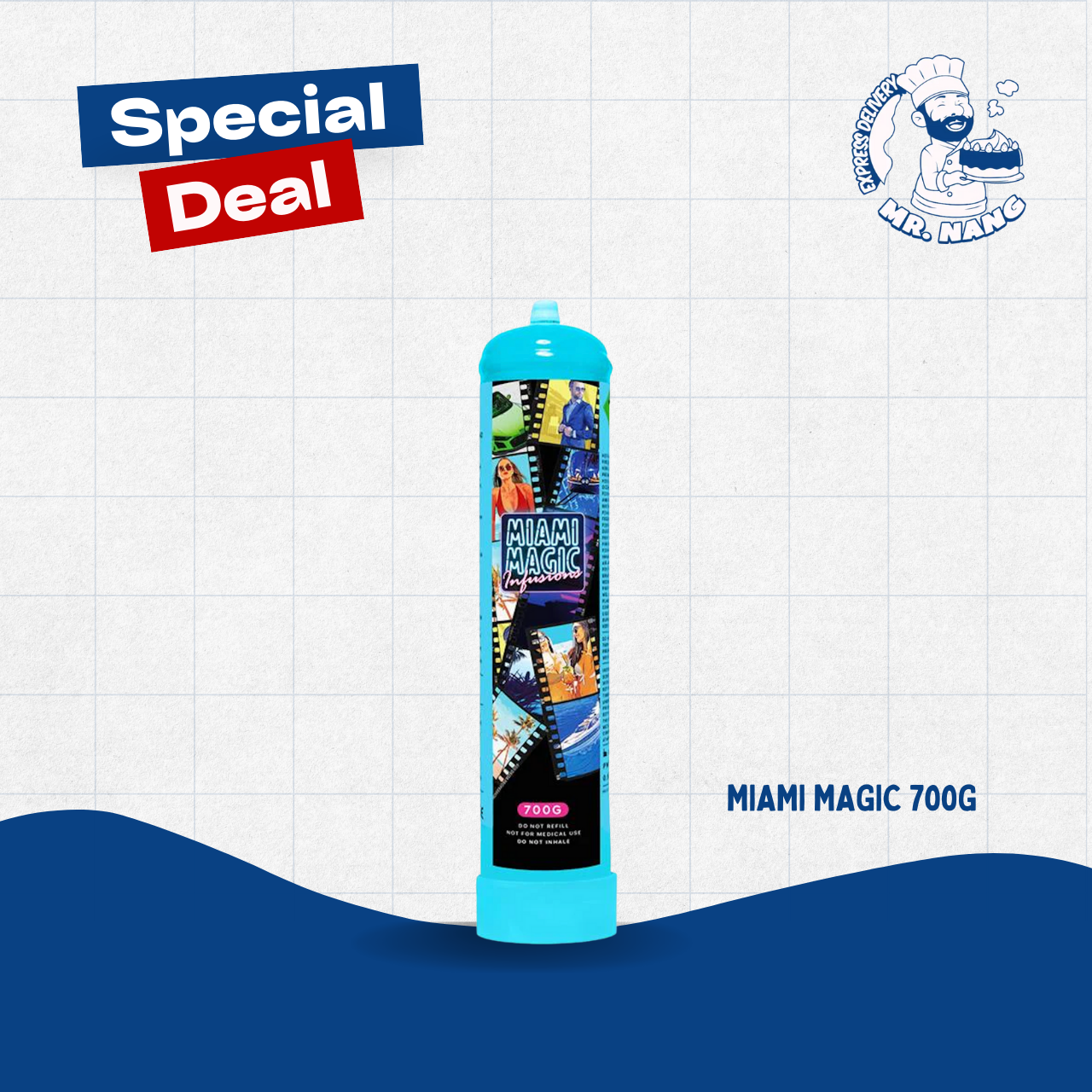 Miami Magic 700g nitrous oxide cylinder for kitchen preparation