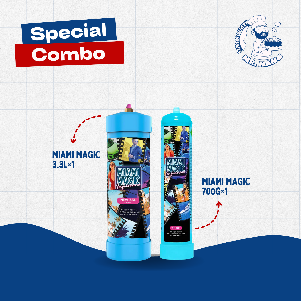 Special combo with Miami Magic 3.3L cream charger tank and 700g charger