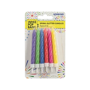 Korbond Large Spiral Glitter Candles 12 Pack