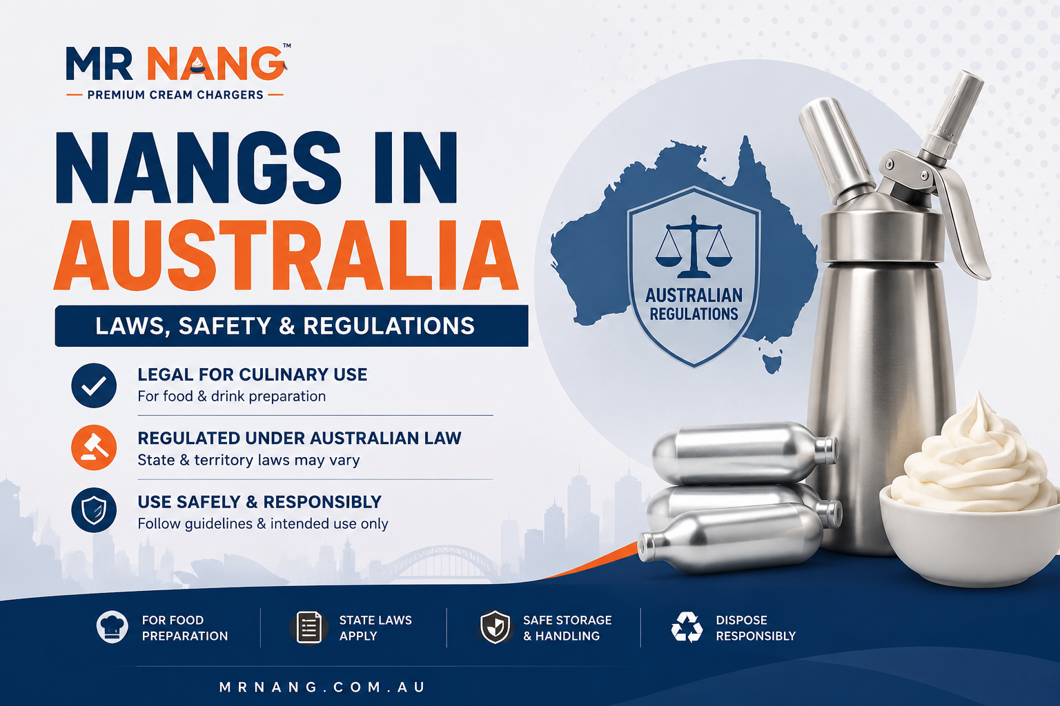 Nangs in Australia laws safety and regulations for cream chargers used in kitchen preparation